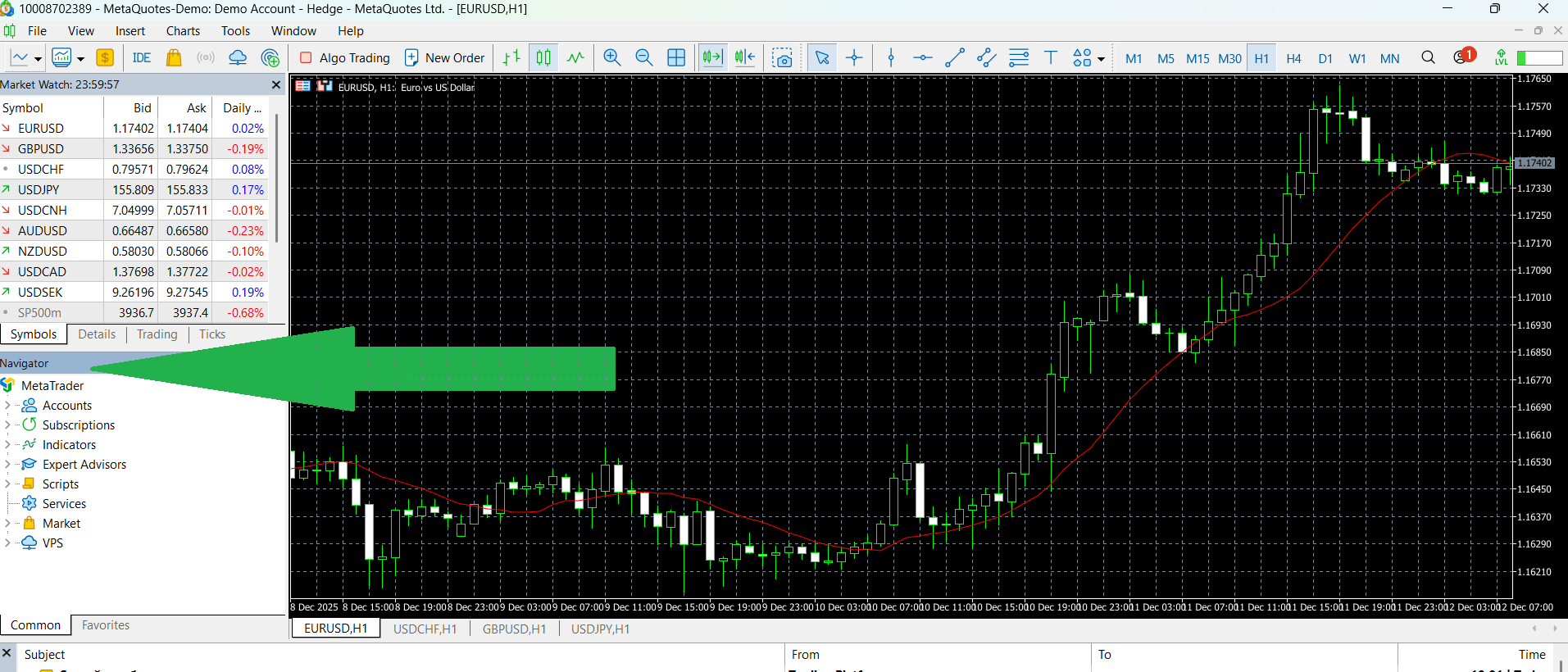 Navigator Panel Location
